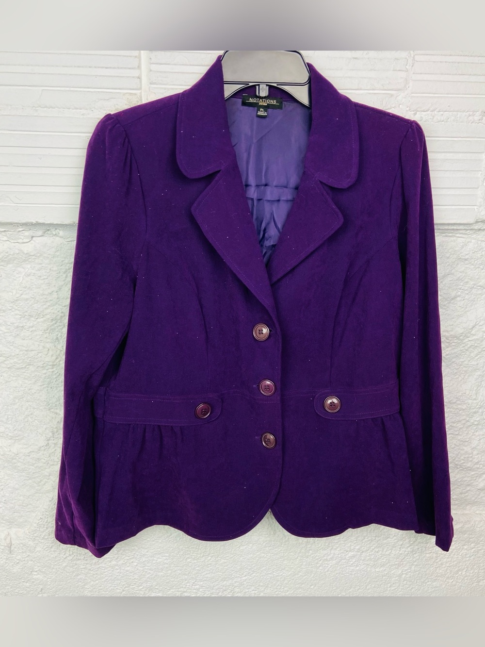 Notations Purple Button-Front Blazer size large petite